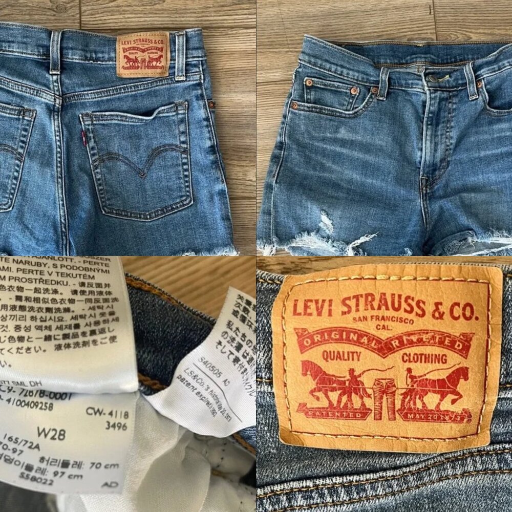 Levi's Classic Blue Frayed Jean Shorts